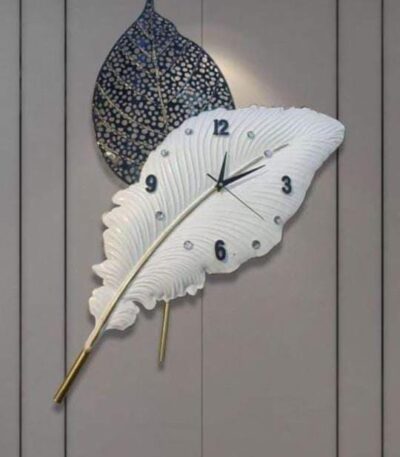 white feather clock