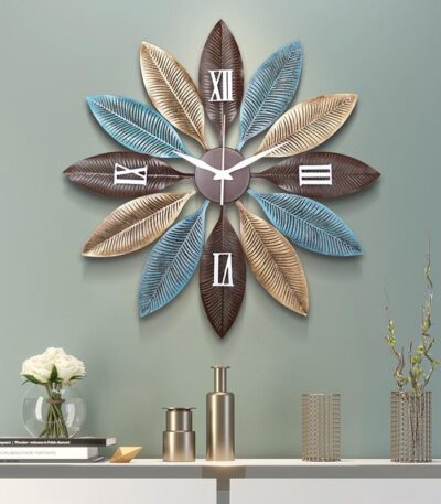Metal Leaf wall Décor clock