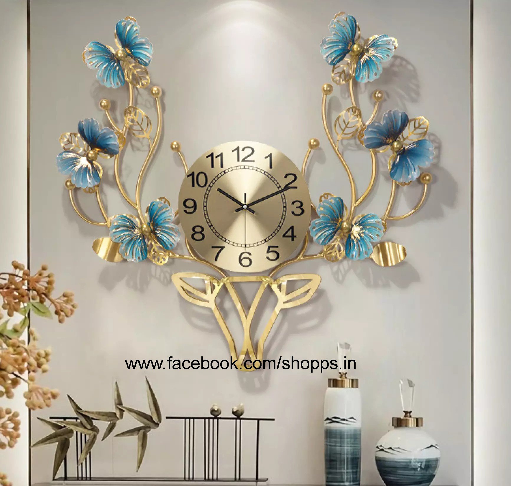 Deer Butterfly Metal clock