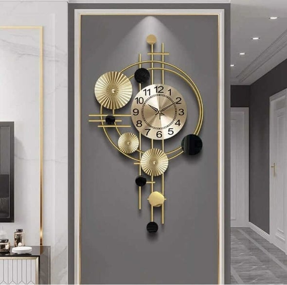 Golden long clock metal