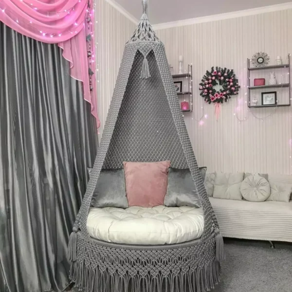 Grey Macrame Swing