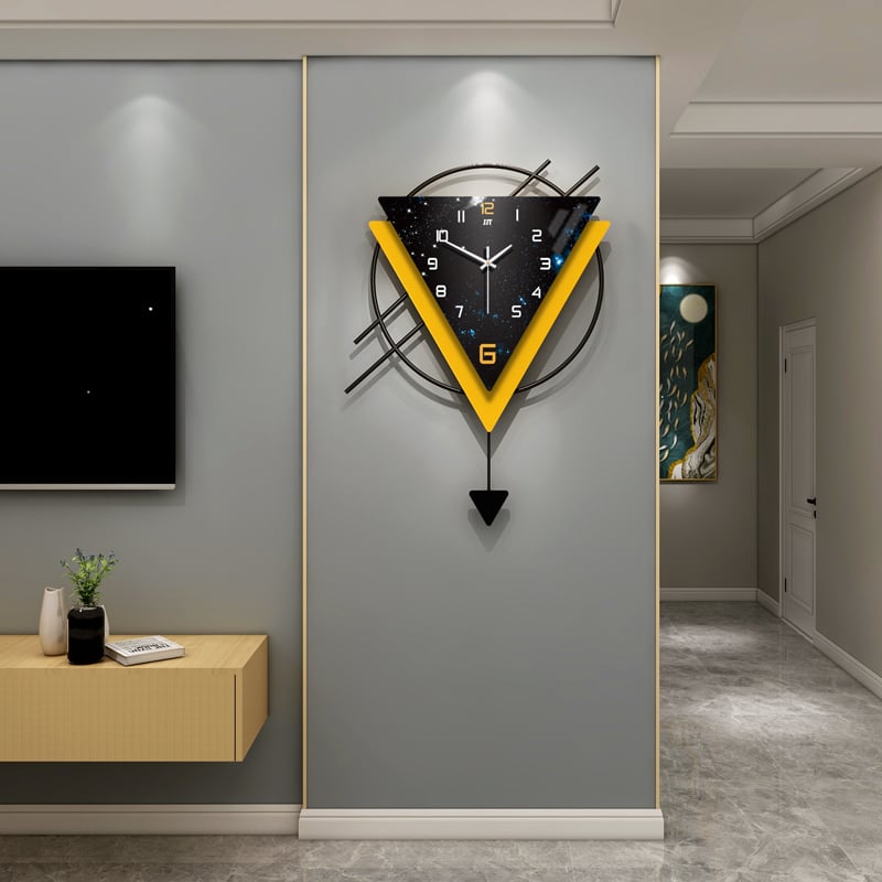 Yellow triangle Metal wall clock