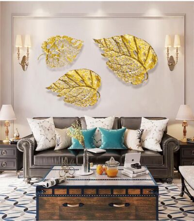 Golden leaf wall decor Iron gold leaves decor Indian handcrafted wall metal decor
