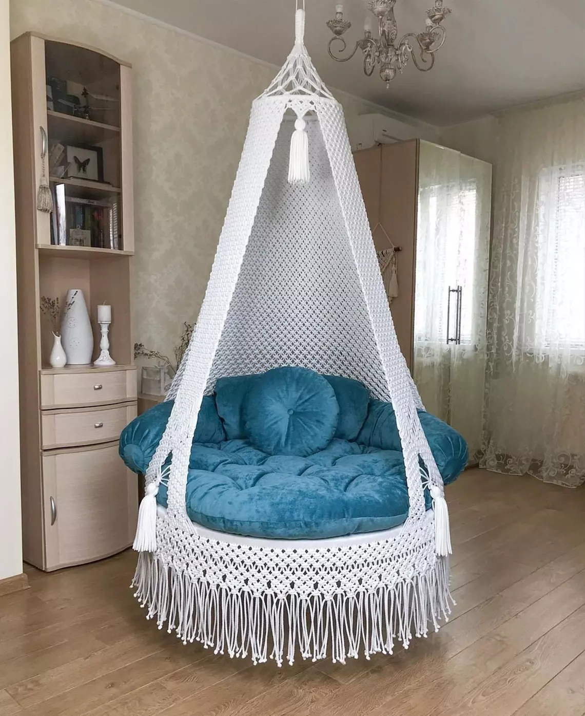White-With-Sky-Blue-1 white acrame swing India