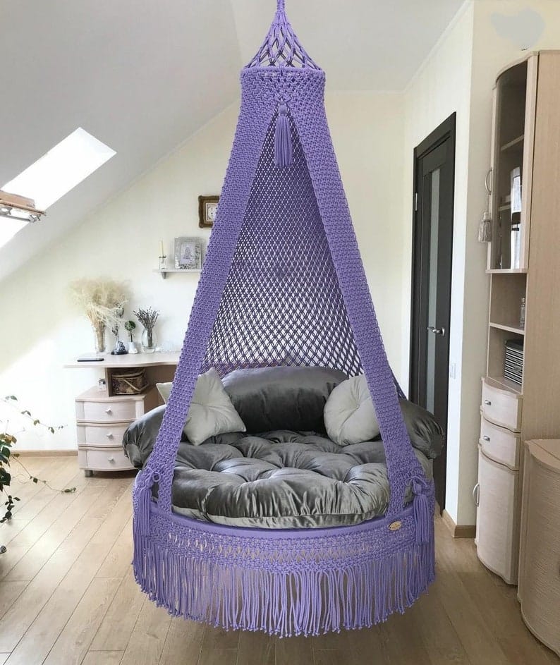 Violet macrame swing