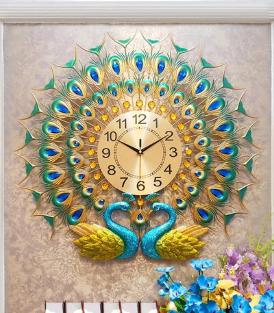 full metal peacock clock 1