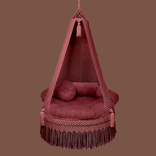 Maroon macrame swing