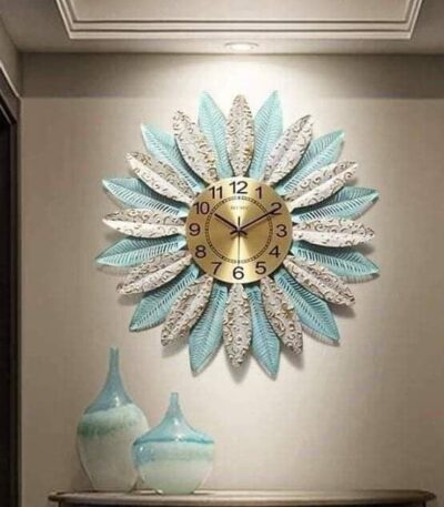 Blue white Metal wall clock 1