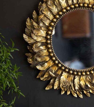 Gold Feather Mirror