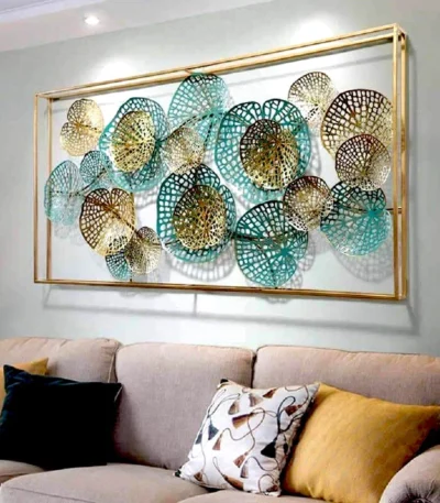 Big Framed metal leaves decor